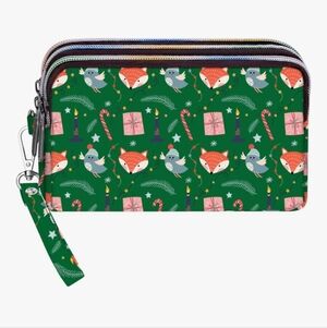 Green Fox Print Wristlet Wallet